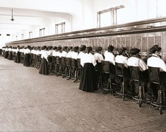 Telephone Switchboard Operators - a vintage circa 1914 photo (cropped)